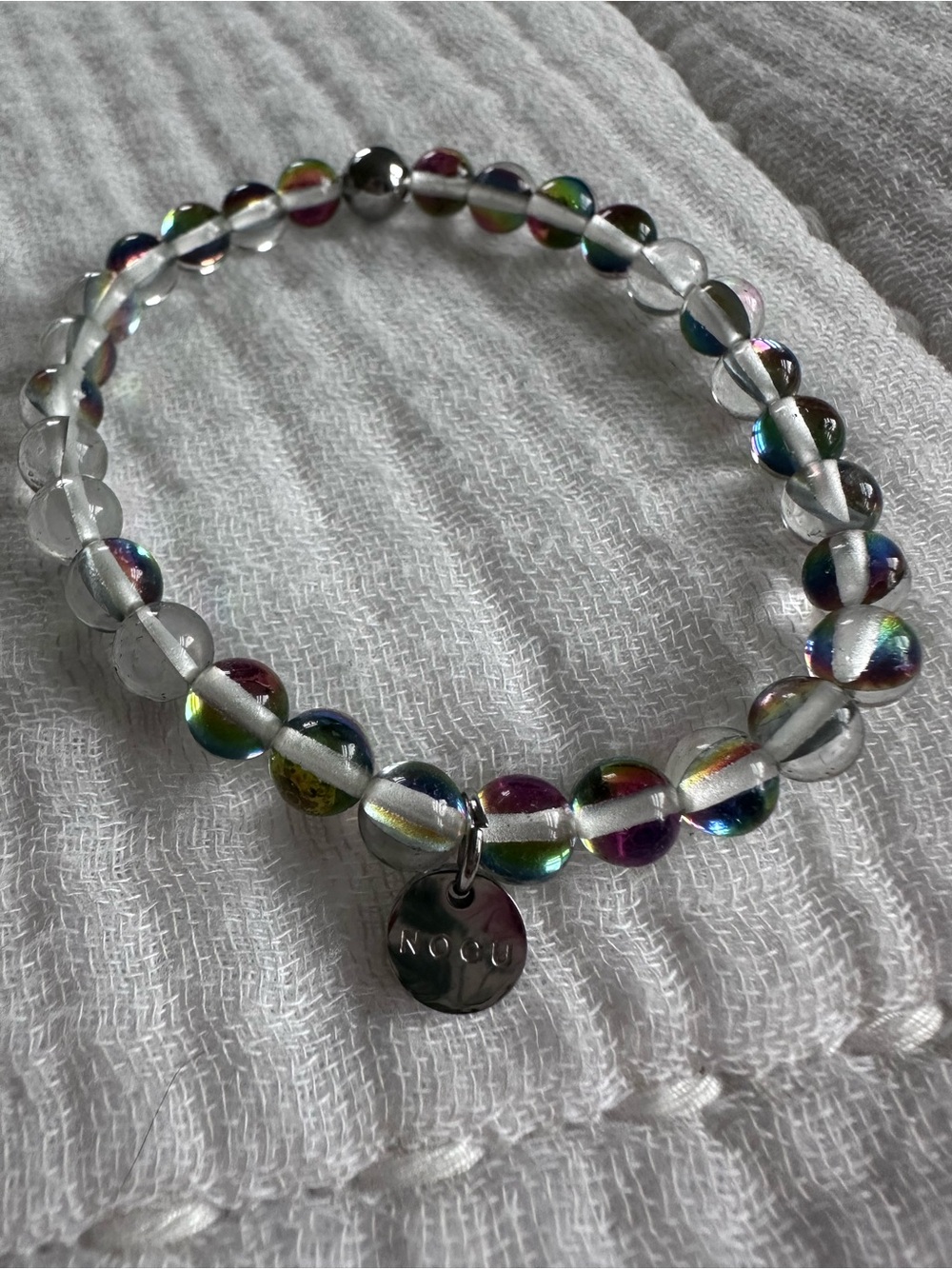 Nogu Rainbow Aurora Glass Bead Stretch Bracelet